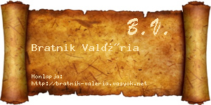 Bratnik Valéria névjegykártya